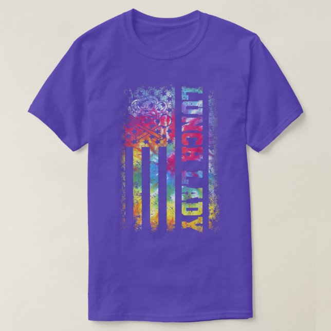 Gefärbte Krawatte USA Flag Lady zurück zur Schule T-Shirt (Design vorne)