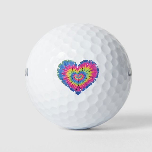 Gefärbte Krawatte Valentines farbenfroher Herztag Golfball (Vorderseite)