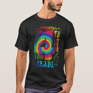Gefärbte Krawatte Vierte Stufe Typografie Lehrerin T-Shirt