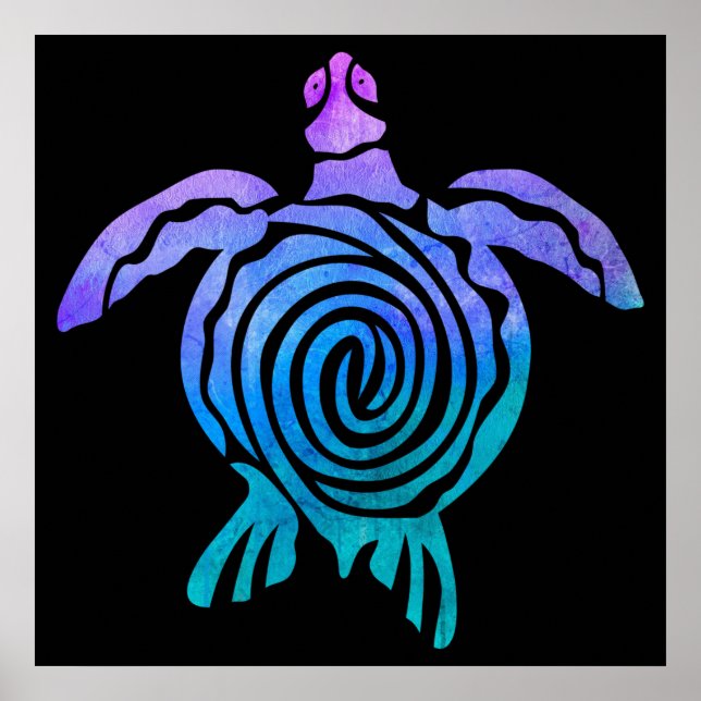Gefärbte Krawatte Wasserfarben Pastel Spiralsee Sc Poster (Vorne)