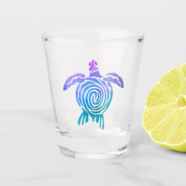 Gefärbte Krawatte Wasserfarben Pastel Spiralsee Sc Schnapsglas (Vorderseite)