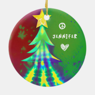 Gefärbte Krawatte Weihnachten mit Friedenszeichen Keramik Ornament