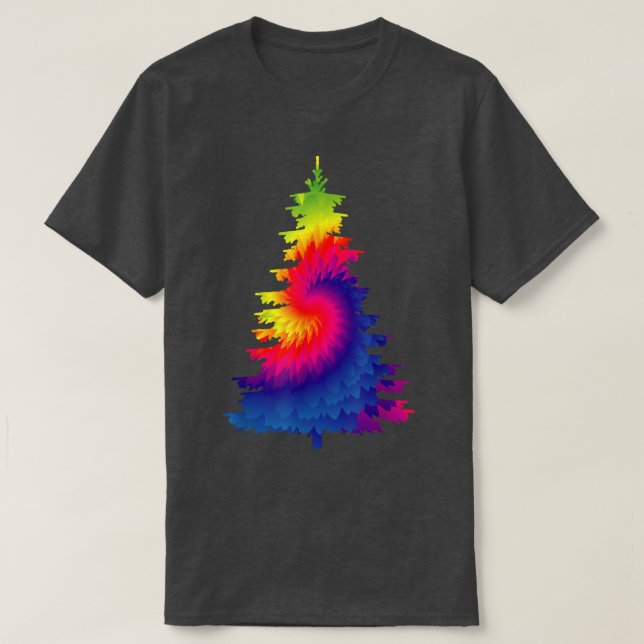 Gefärbte Krawatte Weihnachtsbaum T-Shirt (Design vorne)