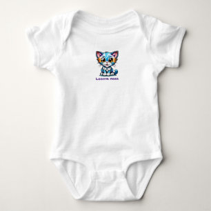 Gefärbte Krawatte Wide Eye Cartoon Kitty Cat sagt Baby Strampler