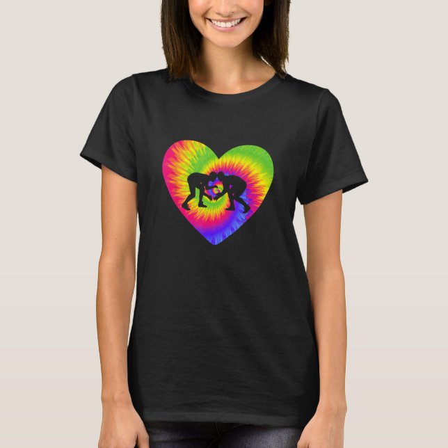 Gefärbte Krawatte Wrestling Heart Pro Wrestler T-Shirt (Vorderseite)