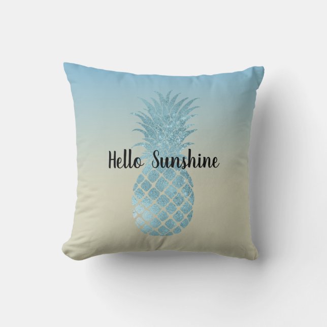 Gefärbte Krawatte Yellow Aqua Ananas Kissen (Vorderseite)