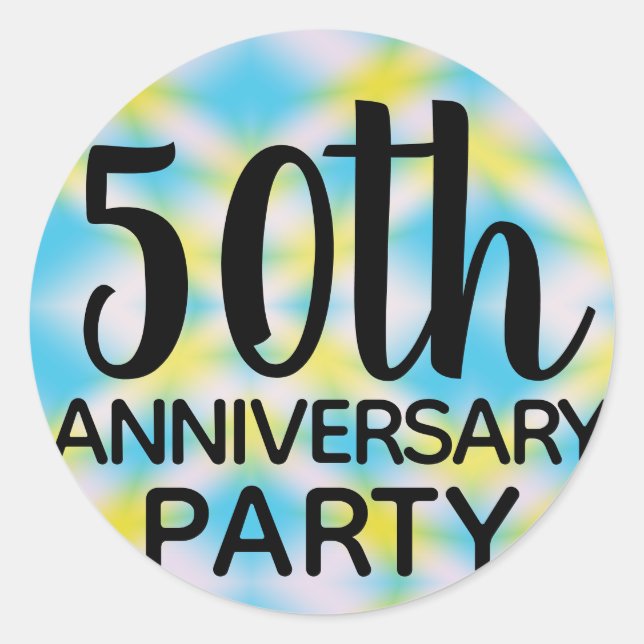 gefärbte Krawatte zum 50. Jubiläum des Party Runder Aufkleber (Vorderseite)