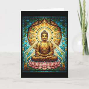 Gefärbter Glas-Buddha-Zen-Buddhismus Spirituelle M Karte