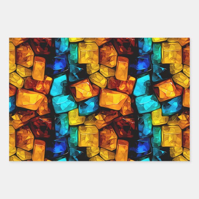 Gefärbtes abstraktes Verpackungspapier Geschenkpapier Set (Vorderseite 2)