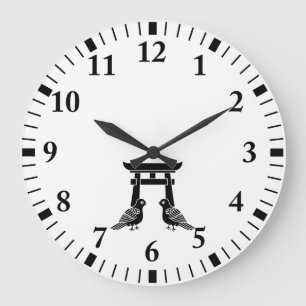 Gefechtstauben und Torii Große Wanduhr