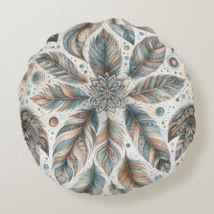 Gefiederte Blume Rundes Kissen