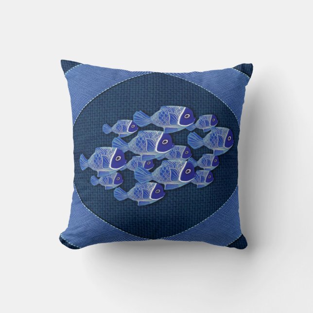 Geflechte Marine, Fisch, rosa Korallen Kissen (Vorderseite)