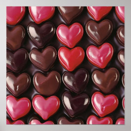 Gefleckte Schokolade Herzmuster Poster