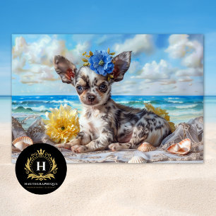 Gefleckter Chihuahua Strand Glück Decoupage  Seidenpapier