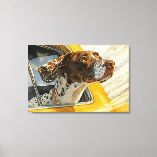 Gefleckter Hund auf Autoreise-Kunstprint Leinwanddruck