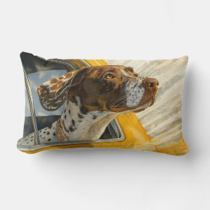 Gefleckter Hund auf Autoreise-Kunstprint Lendenkissen