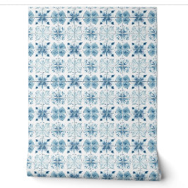 Gefleckter Ozean Bloom Petite - Aquamarin, weiß - Tapete