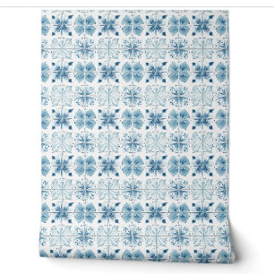 Gefleckter Ozean Bloom Petite - Aquamarin, weiß -  Tapete