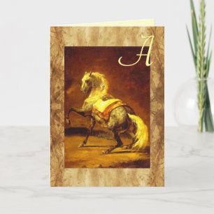 GEFLECKTES GRAUES PFERD PERGAMENT Monogramm