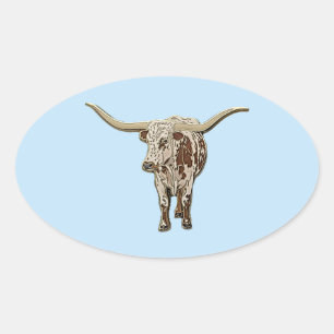 Geflecktes Longhorn-Rind Ovaler Aufkleber