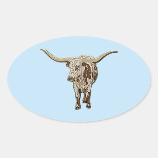 Geflecktes Longhorn-Rind Ovaler Aufkleber