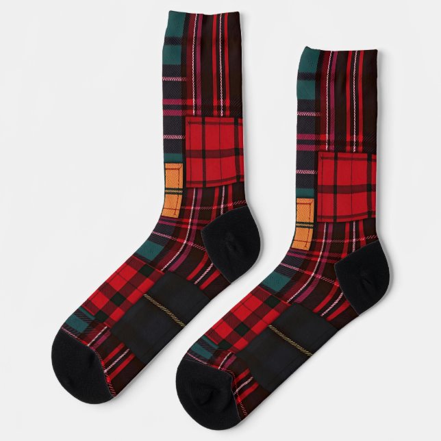 geflickte karierte Socken (Linkes Detail)