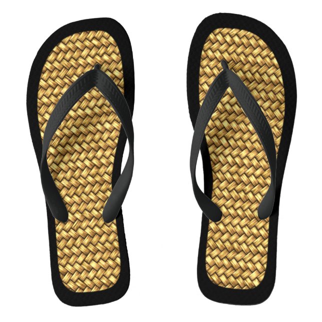 Geflochtene Flip Flops mit schwarzer Trim (Fußbett)