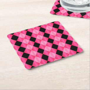 Geflochtene Harlequin-, Pink-Schwarz-PAPER-PARTY-U Rechteckiger Pappuntersetzer