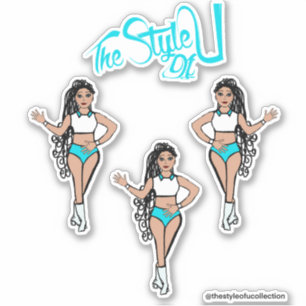 Geflochtene Majorette / Tänzer Sticker Aqua
