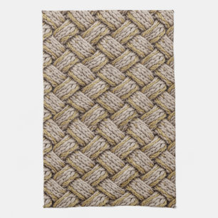 Geflochtene Stricktextur – Warmbeige (3) Geschirrtuch