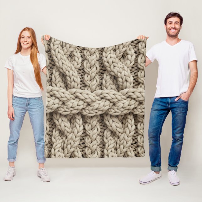 Geflochtene Stricktextur – Warmes Beige (4) Fleecedecke (Beispiel)