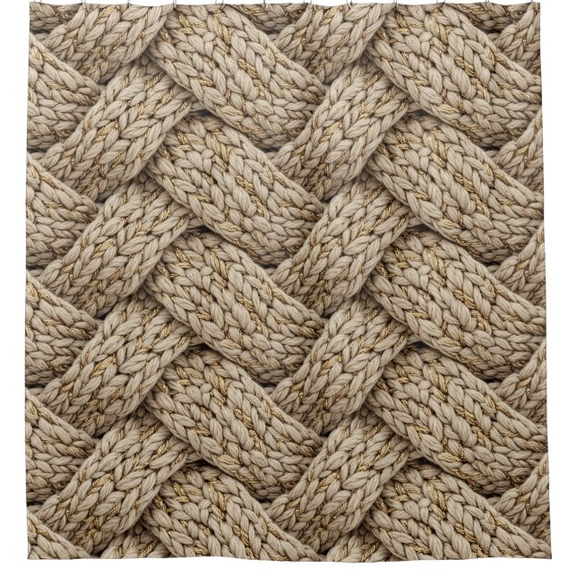 Geflochtene Stricktextur – Warmes Beige Duschvorhang (Vorderseite)