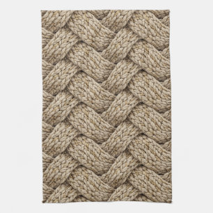 Geflochtene Stricktextur – Warmes Beige Geschirrtuch