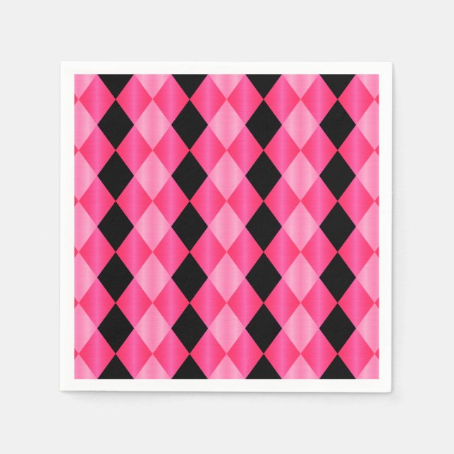 Geflochtenes Harlequin, Pink-Schwarz-PAPIER-PARTY  Serviette (Vorderseite)