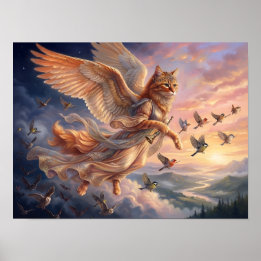 Geflückte Orange Tabby-Katze | Lustige Tierkunst Poster