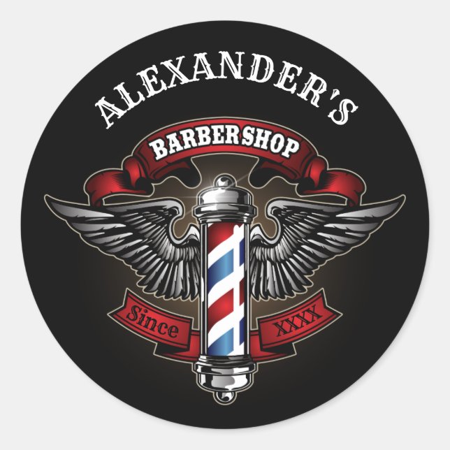 Geflügel-Barberpole personalisieren Runder Aufkleber (Vorderseite)