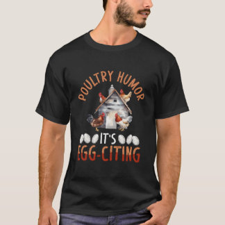 Geflügelhumor Sein Ei-Aufregendes Rückendruck-Huhn T-Shirt