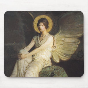 Geflügelte Figur, die auf einem Felsen sitzt von A Mousepad