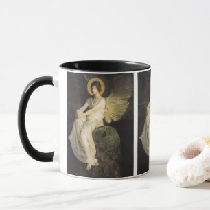 Geflügelte Figur, die auf einem Felsen sitzt von A Tasse