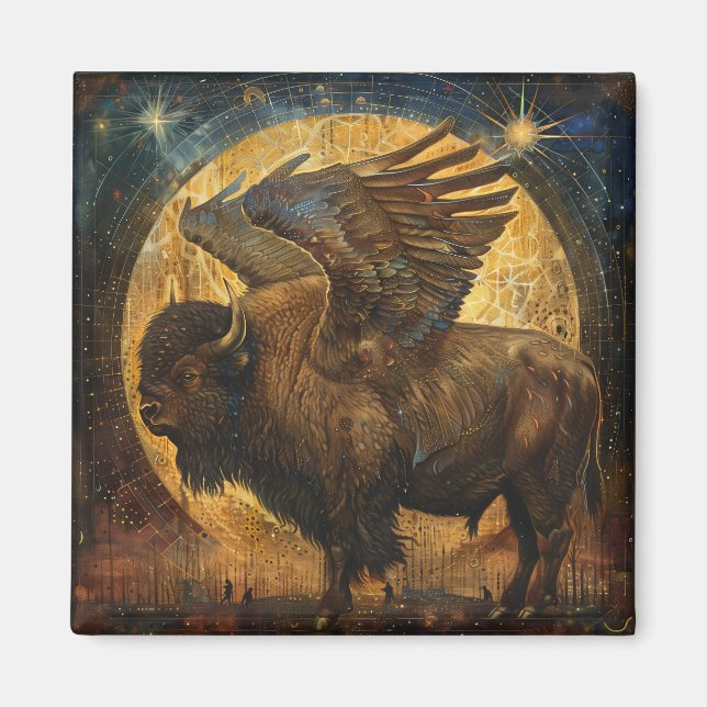 Geflügelter Büffelbisonmagnet Magnet (Vorne)