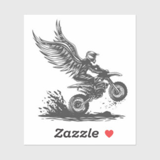 Geflügelter Dirt Bike Fahrer – Fantasy-Motorrad-Au Aufkleber
