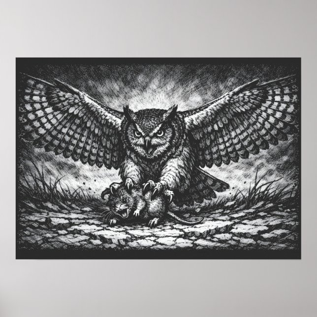 Geflügelter Eulen-Sentinel von BurnsInHell Poster (Vorne)