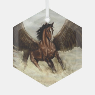 Geflügelter Pegasus Ornament Aus Glas