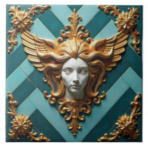 Geflügeltes Antlitz der Vesta Fliese