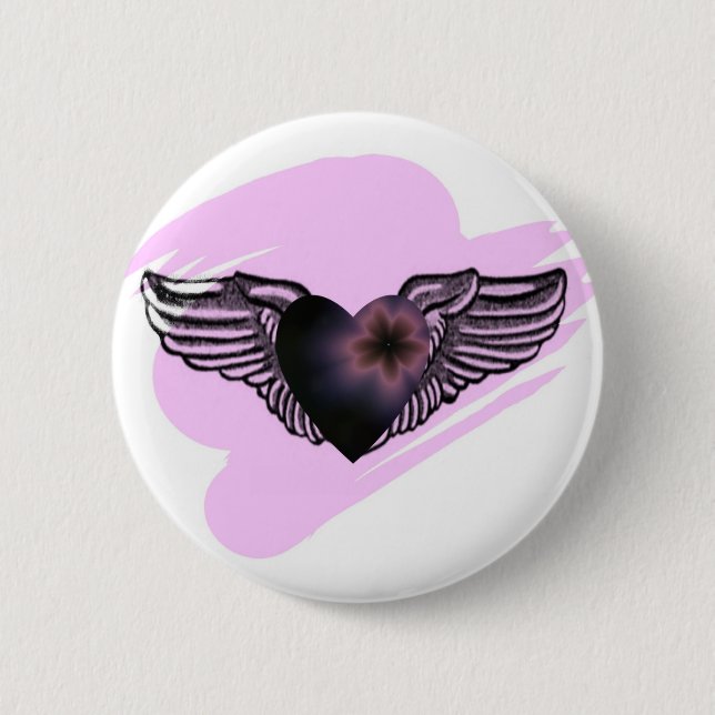 Geflügeltes Herz Button (Vorderseite)