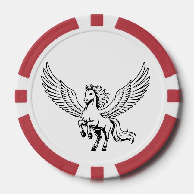 geflügeltes Pegasus-Pferd Pokerchip-Emblem  Pokerchips (Vorderseite)