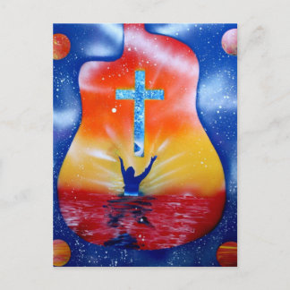 Gefragt und ihr werdet - Mann Crossgitarre empfang Postkarte