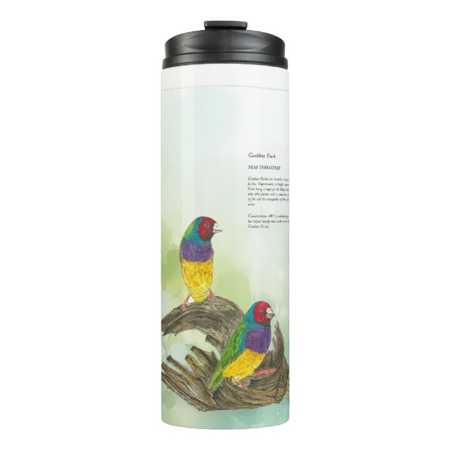 Gefreute handgemalte Gouldia Finch Birds Thermosbecher (Vorderseite)