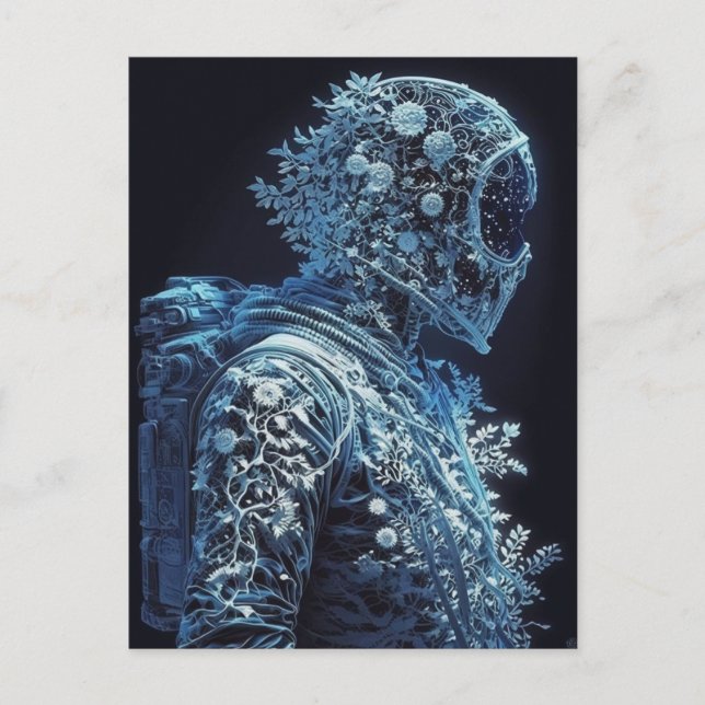 Gefrierfloraler Astronaut Postkarte (Vorderseite)