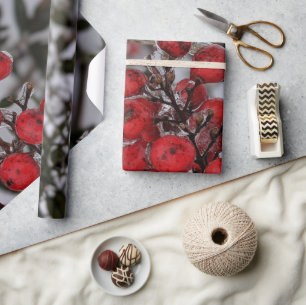 Gefrorene Beeren an einem Baumzweig Foto Geschenkpapier